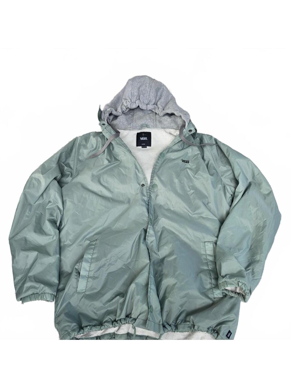 Vans sage green hooded button-close jacket w/ faux fur lining